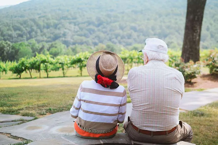 70th birthday seniors grandpa grandma marriage couple love nature rest retirement