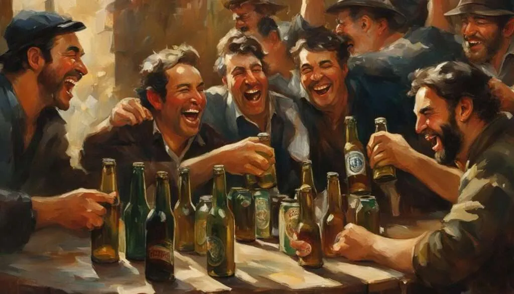 Männer trinken Bier und lachen zusammen