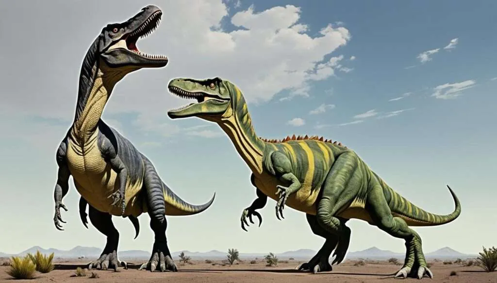 Vergleich Allosaurus und Tyrannosaurus Rex Größe