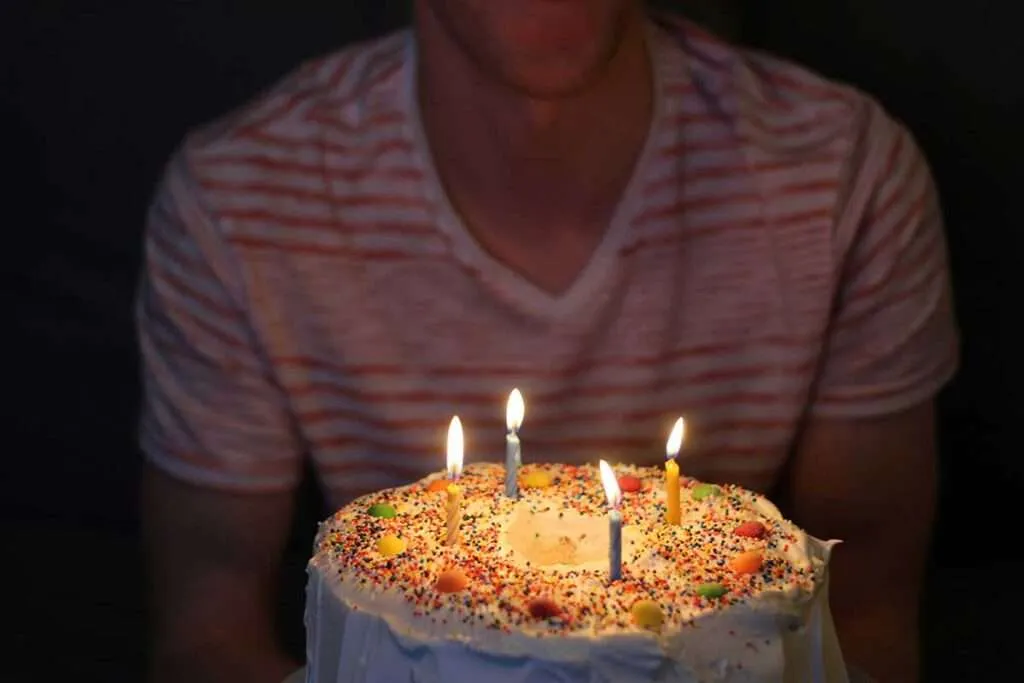 Geburtstagskuchen mit 4 kerzen für Geburtstagswünsche