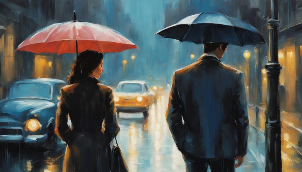 Paar unter Regenschirm
