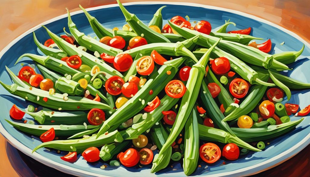 Okra in vegetarischen Gerichten